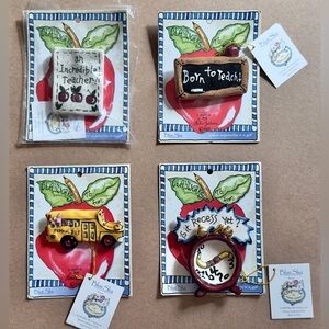 2003 Lot of 4 Blue Sky Clayworks Heather Goldminc Teacher Pins Vintage